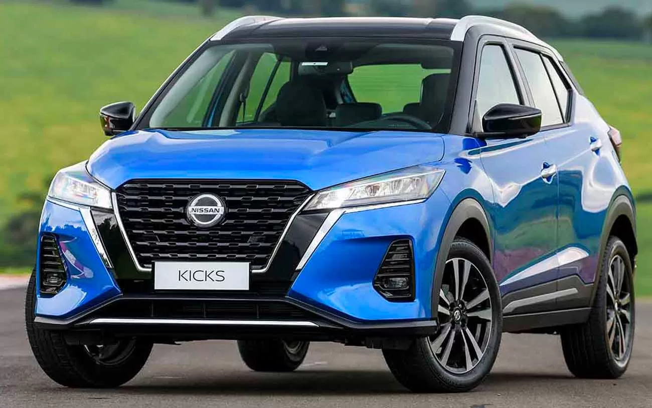 Nissan Kicks Exclusive 1.6: Apresenta potência de 113 cv, destaca-se pelo design interior confortável e oferece autonomia de até 570 km em viagens rodoviárias.