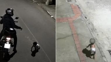 Câmeras mostram bebê engatinhando sozinha durante a madrugada no Espírito Santo, até motoboy perceber o vulto na rua, parar a moto e chamar moradores para ajudar